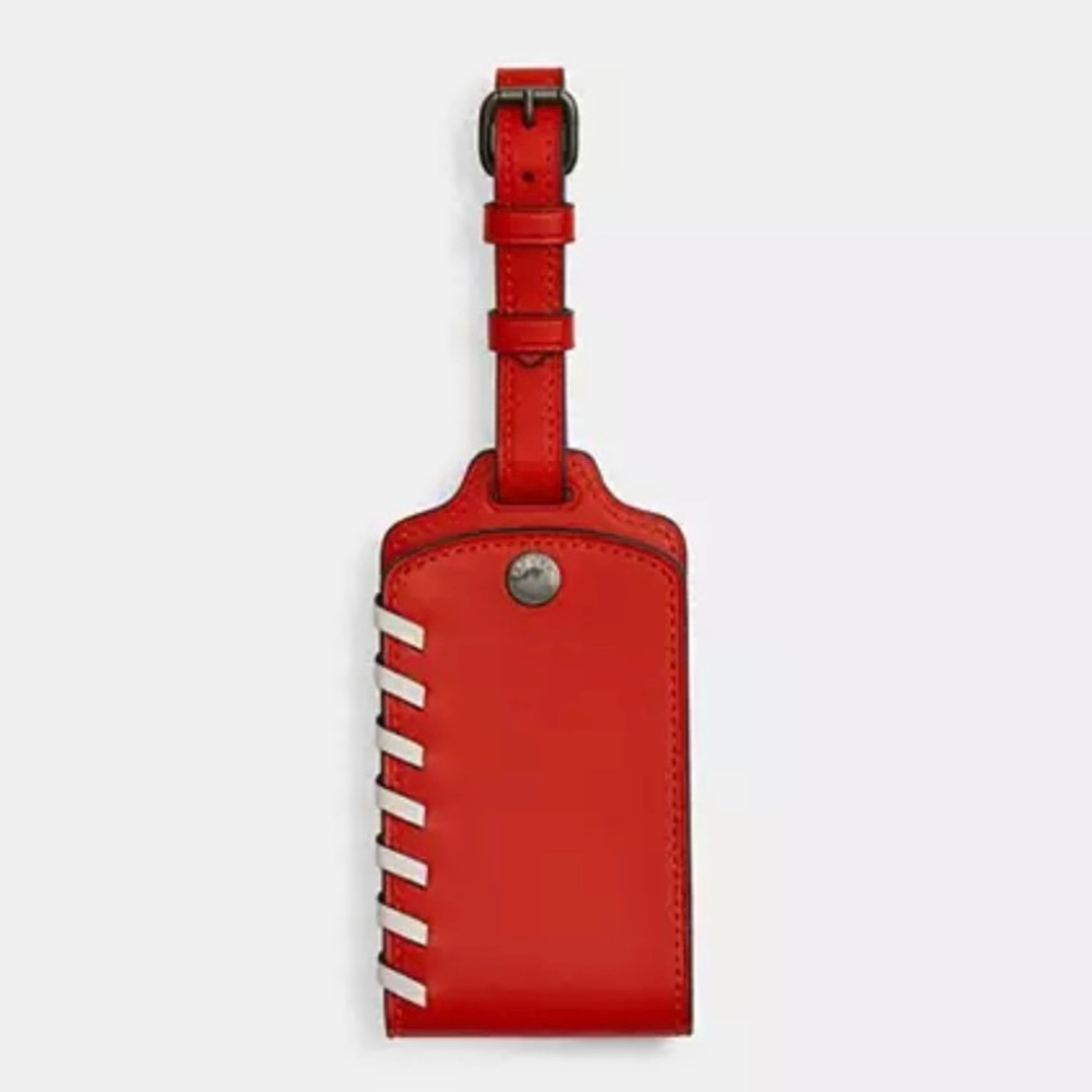 NWT Coach Luggage Tag With Whipstitch Sport Red/Chalk